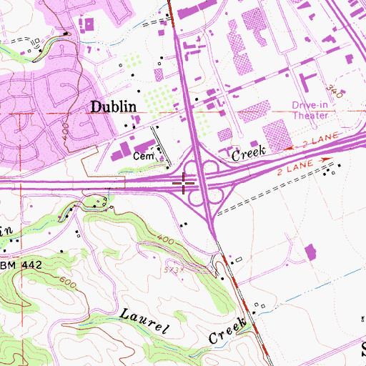 Topographic Map of Exit 44A, CA