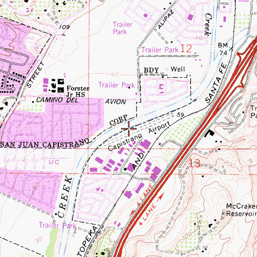 Topographic Map of Capistrano Airport (historical), CA