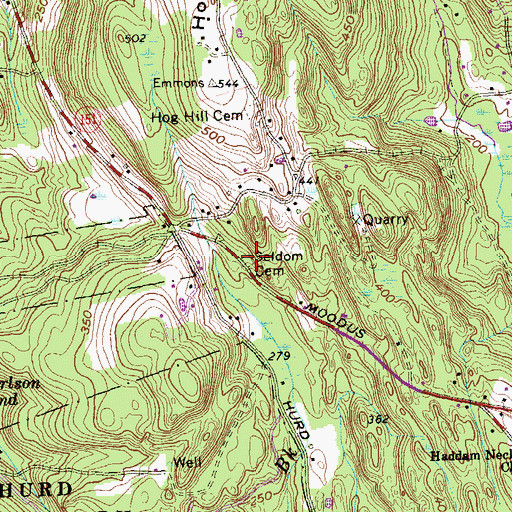 Topographic Map of Seldom Cemetery, CT