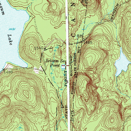 Topographic Map of Seldom Seen Pond, CT