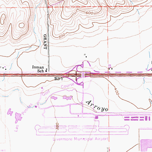 Topographic Map of Exit 50, CA