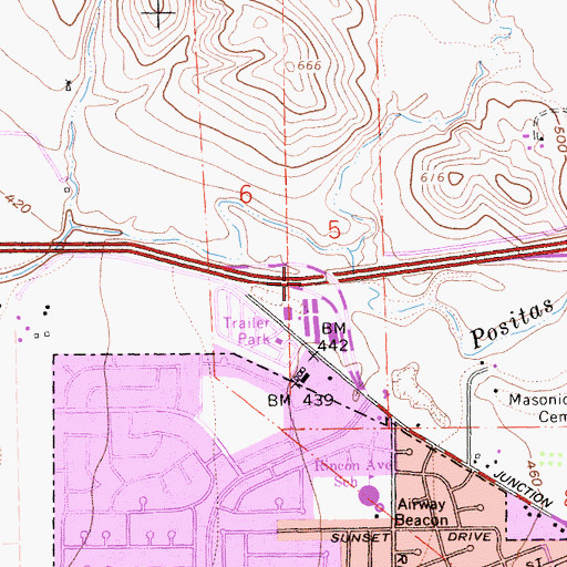 Topographic Map of Exit 52A, CA