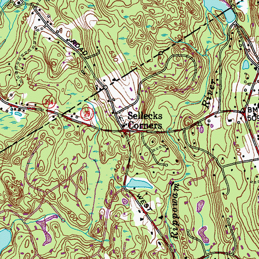 Topographic Map of Sellecks Corners, CT