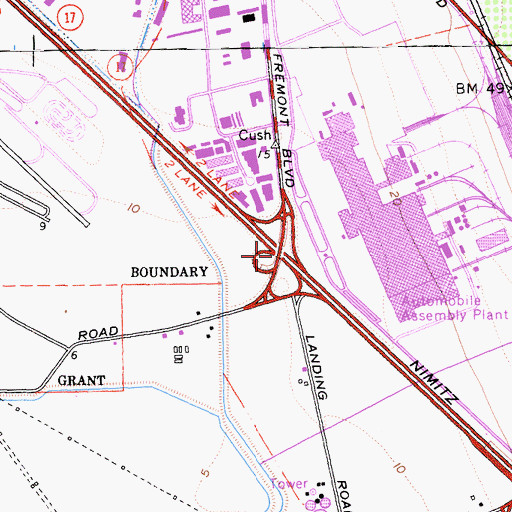 Topographic Map of Exit 13, CA