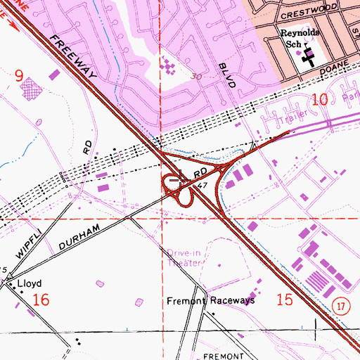 Topographic Map of Exit 15, CA