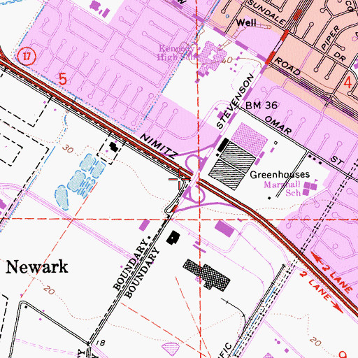 Topographic Map of Exit 16, CA