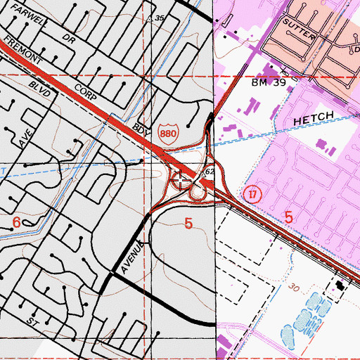 Topographic Map of Exit 17, CA