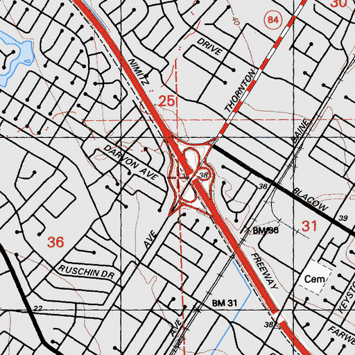 Topographic Map of Exit 19, CA