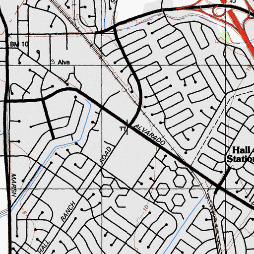 Topographic Map of Alvarado Place Shopping Center, CA