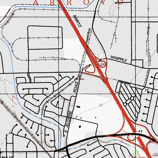 Topographic Map of Dyer Street Triangle Shopping Center, CA