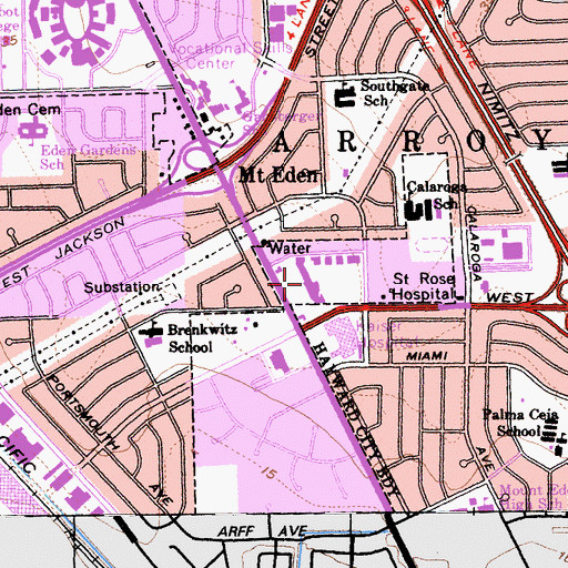 Topographic Map of Oliver Corners Shopping Center, CA