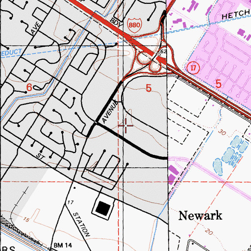 Topographic Map of Eucalyptus Grove Park, CA