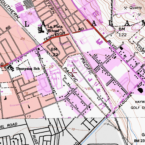 Topographic Map of Spanish Ranch Mobile Home Park, CA