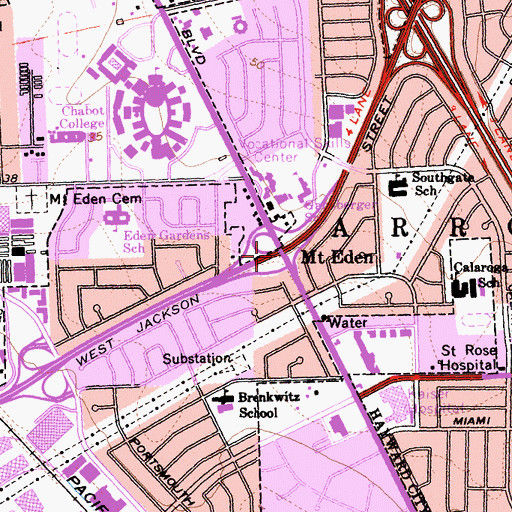 Topographic Map of Exit 25B, CA