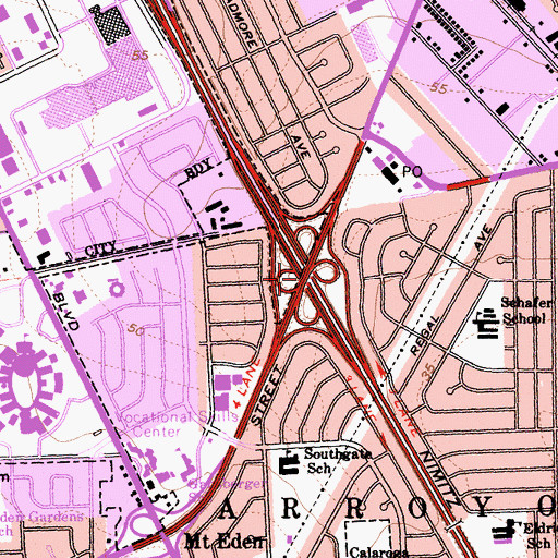 Topographic Map of Exit 27, CA