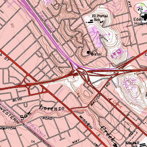 Topographic Map of Exit 34, CA