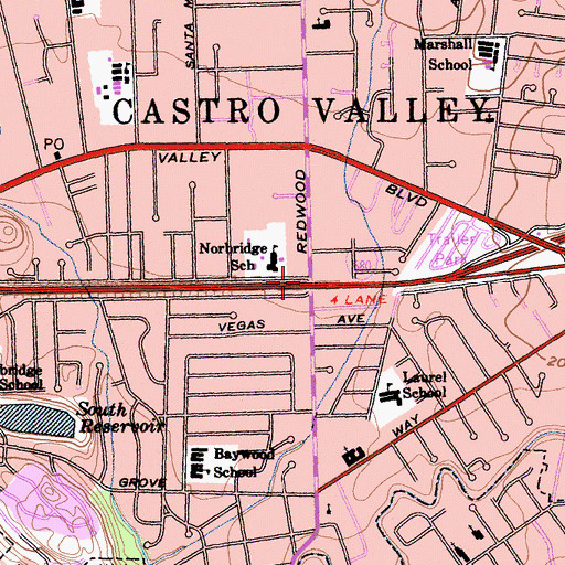 Topographic Map of Exit 36A, CA