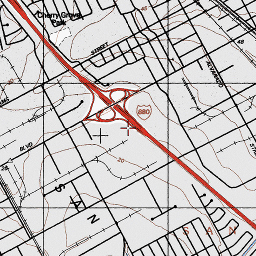 Topographic Map of Exit 33A, CA