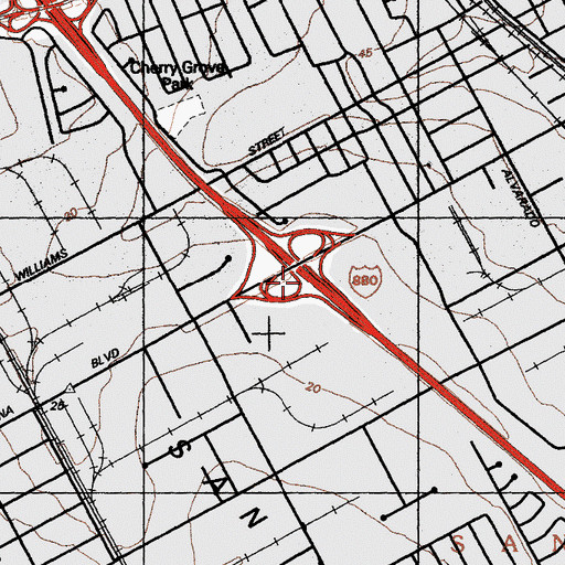 Topographic Map of Exit 33B, CA