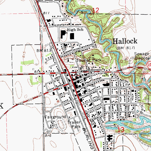Topographic Map of Hallock City Public Library, MN