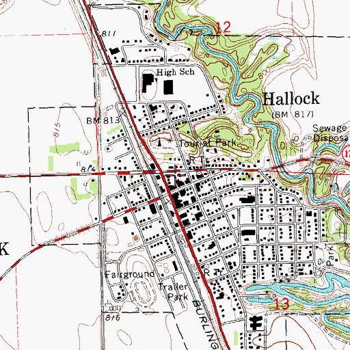 Topographic Map of Hallock Fire Department, MN