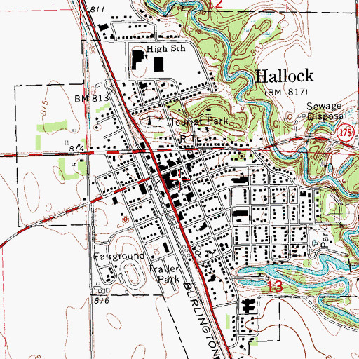 Topographic Map of Hallock Police Department, MN