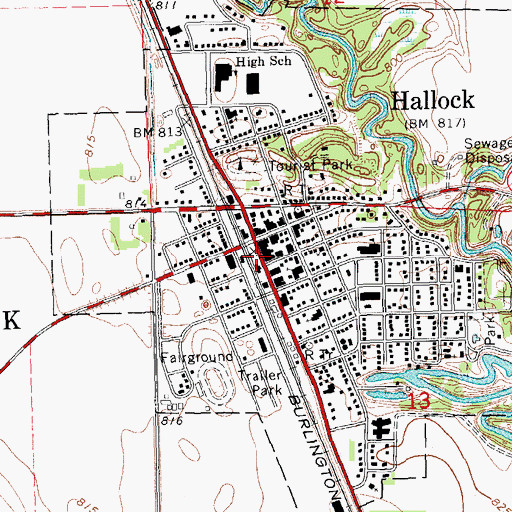 Topographic Map of Hallock Station, MN