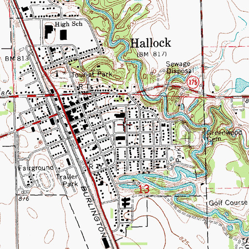 Topographic Map of Hallock Mission Covenant Church, MN