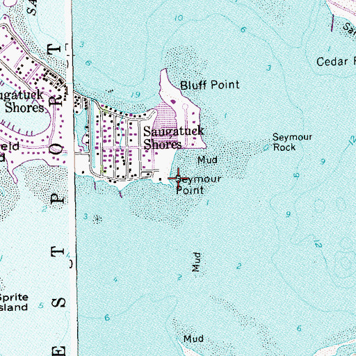 Topographic Map of Seymour Point, CT