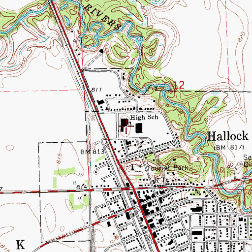Topographic Map of Kittson Central High School, MN