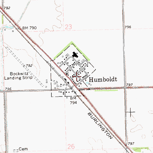 Topographic Map of Humboldt United Methodist Church, MN