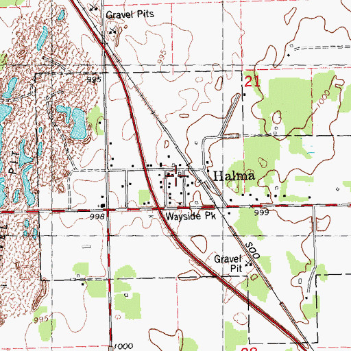 Topographic Map of Halma Post Office, MN