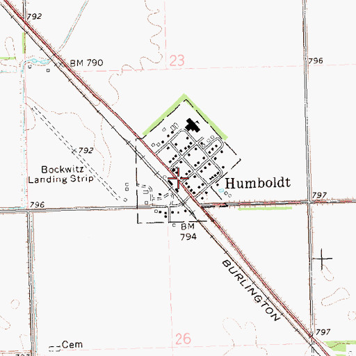 Topographic Map of Humboldt Post Office, MN