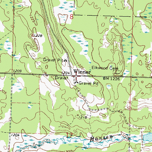 Topographic Map of Winner Post Office (historical), MN