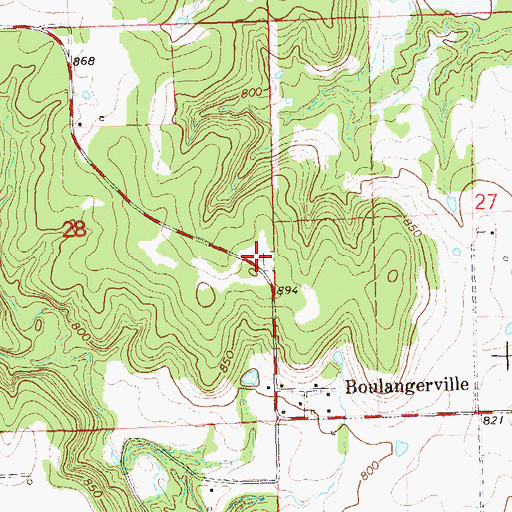 Topographic Map of Boulanger Cemetery, OK