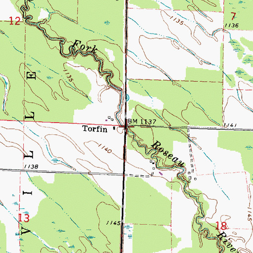 Topographic Map of Torfin Post Office (historical), MN