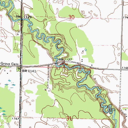Topographic Map of River Post Office (historical), MN