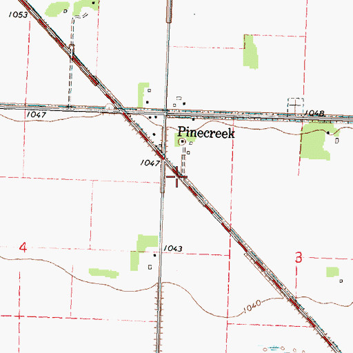 Topographic Map of Pinecreek Post Office (historical), MN