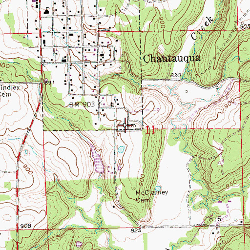 Topographic Map of Oak Hill Cemetery, KS