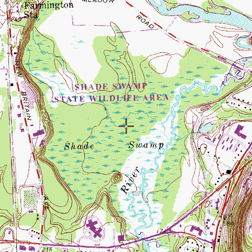 Topographic Map of Shade Swamp, CT