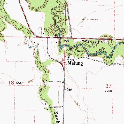 Topographic Map of Malung Post Office (historical), MN