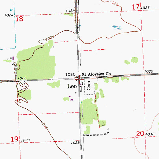 Topographic Map of Leo Post Office (historical), MN