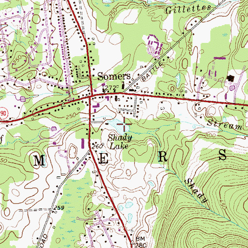 Topographic Map of Shady Lake, CT