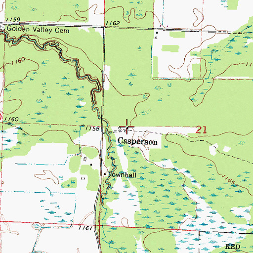 Topographic Map of Casperson Post Office (historical), MN