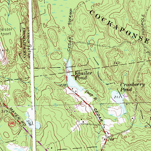 Topographic Map of Shailer Pond, CT