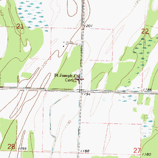 Topographic Map of Saint Joseph Cemetery, MN
