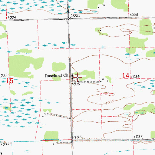 Topographic Map of Roselund Cemetery, MN
