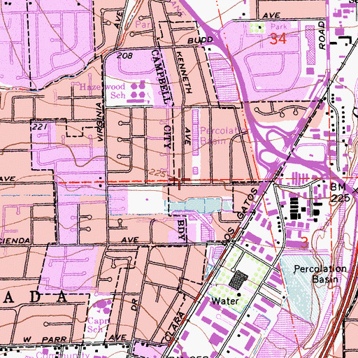 Topographic Map of Santa Clara County Fire Department Sunnyoaks Station, CA