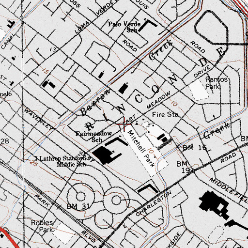 Topographic Map of Covenant Presbyterian Church, CA
