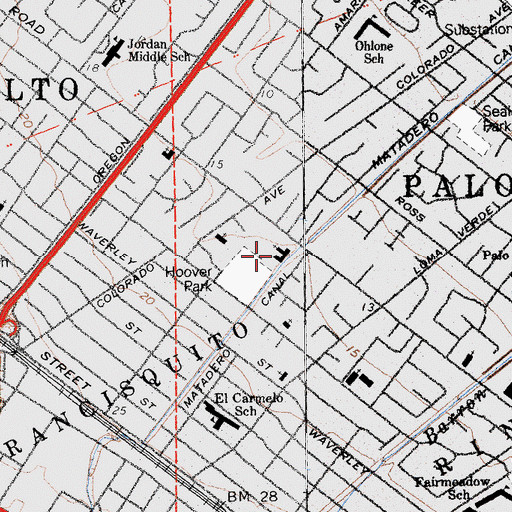 Topographic Map of First Christian Church, CA